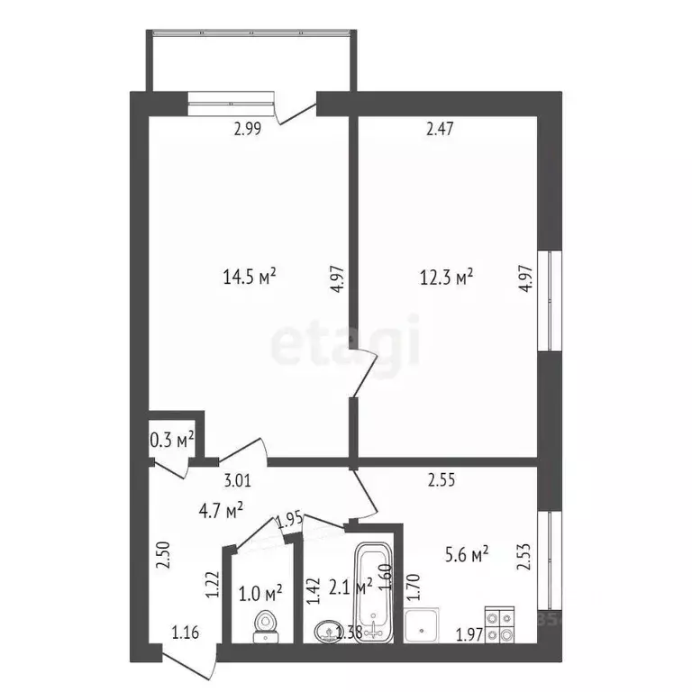 2-к кв. Оренбургская область, Оренбург Ташкентская ул., 3 (40.5 м) - Фото 1