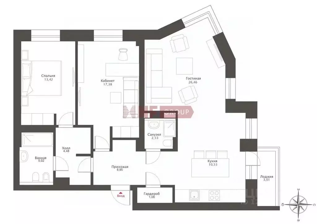 3-к кв. Санкт-Петербург Петровский просп., 2с2 (97.0 м) - Фото 2