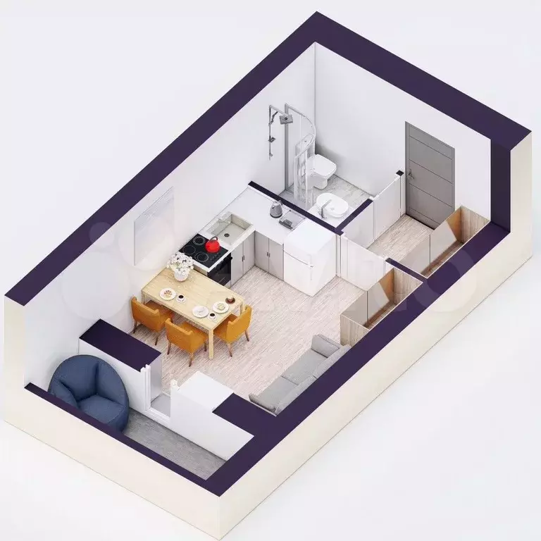 Квартира-студия, 22,9 м, 16/20 эт. - Фото 1