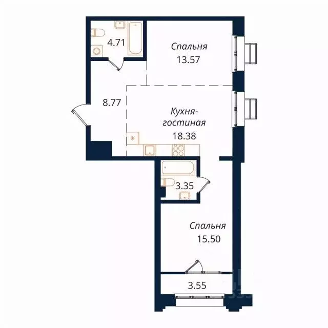 2-к кв. Иркутская область, Иркутск Байкальская ул., 246Б (67.2 м) - Фото 1
