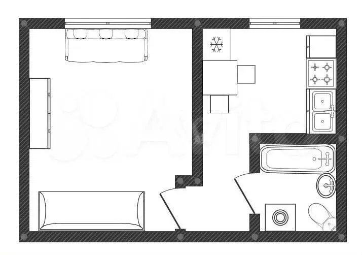 1-к. квартира, 21 м, 8/9 эт. - Фото 0