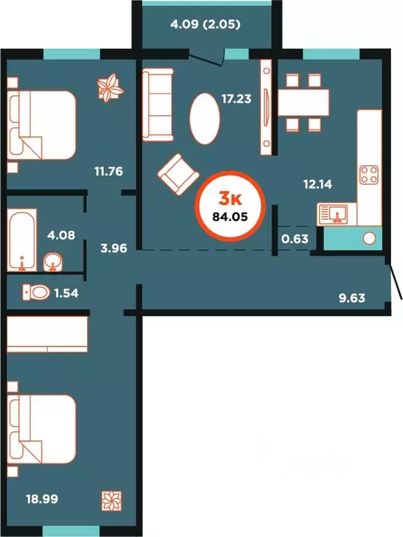 3-к кв. Калининградская область, Калининград Пригородная ул., 11 ... - Фото 0