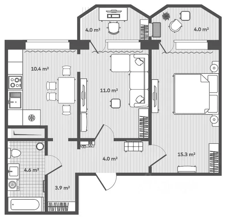 2-к кв. Приморский край, Надеждинский район, пос. Тавричанка  (53.2 м) - Фото 2