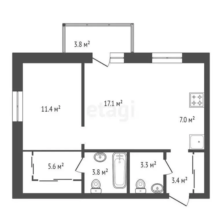 2-комнатная квартира: красноярск, караульная улица, 43/5 (51.8 м) - Фото 0