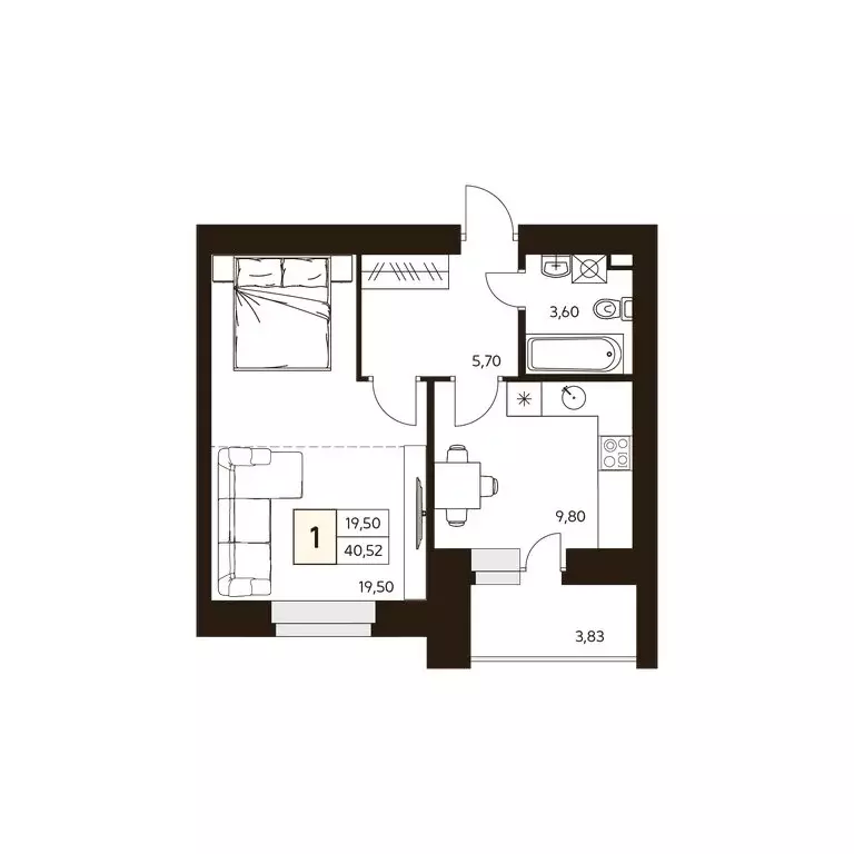 1-комнатная квартира: Уфа, улица Ахметова, 296/2 (39.5 м) - Фото 1