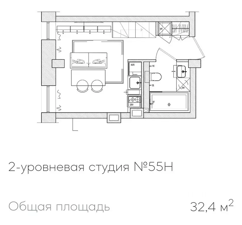 Студия Санкт-Петербург Серебристый бул., 18К1 (32.0 м) - Фото 0