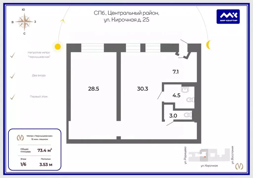 Офис в Санкт-Петербург Кирочная ул., 25 (73 м) - Фото 2