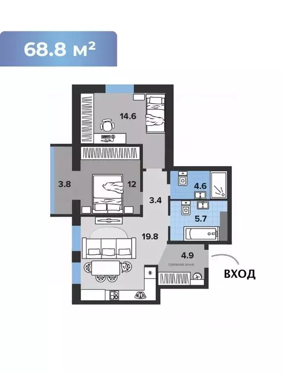 3-к кв. Ульяновская область, Димитровград просп. Ленина, 37Д/2 (68.8 ... - Фото 1