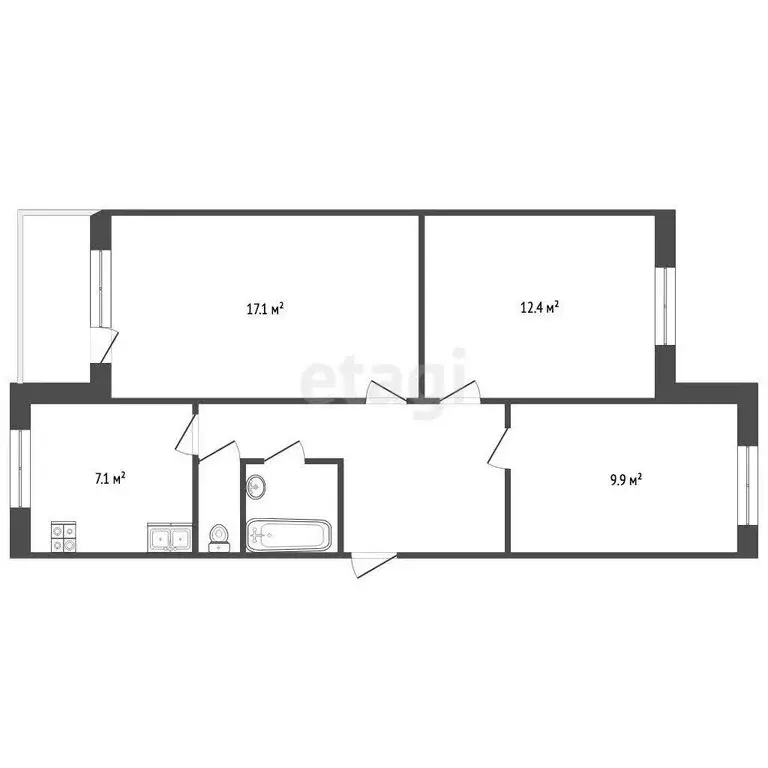 3-комнатная квартира: Нальчик, улица Ашурова, 26 (60 м) - Фото 1