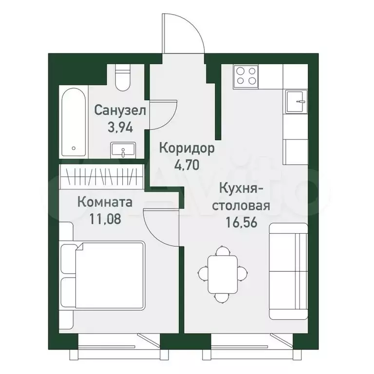 2-к. квартира, 36,4 м, 5/7 эт. - Фото 0