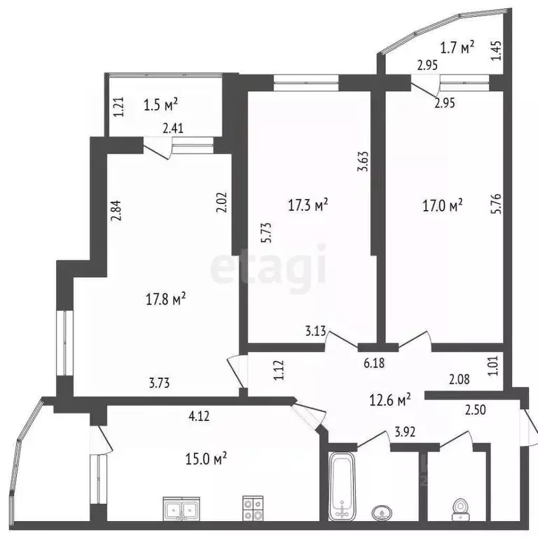 3-к кв. Татарстан, Набережные Челны Шишкинский бул., 3 (83.0 м) - Фото 1