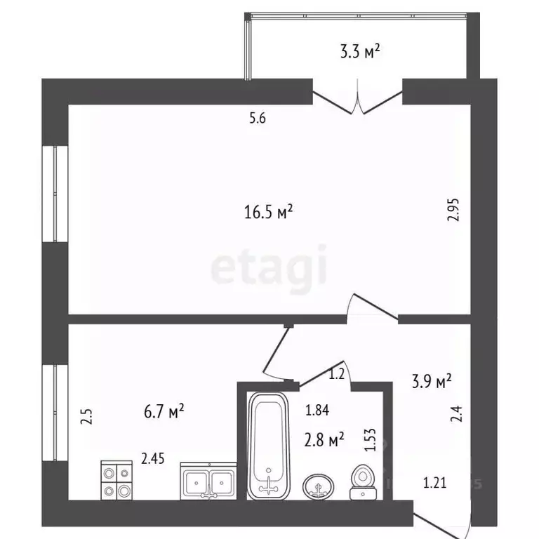 1-к кв. Самарская область, Самара Партизанская ул., 116А (30.0 м) - Фото 2