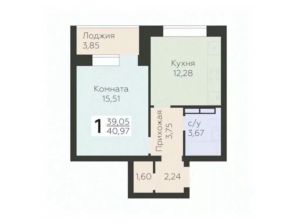 1-к кв. Орловская область, Орел ул. Панчука, 83Б (40.97 м) - Фото 0