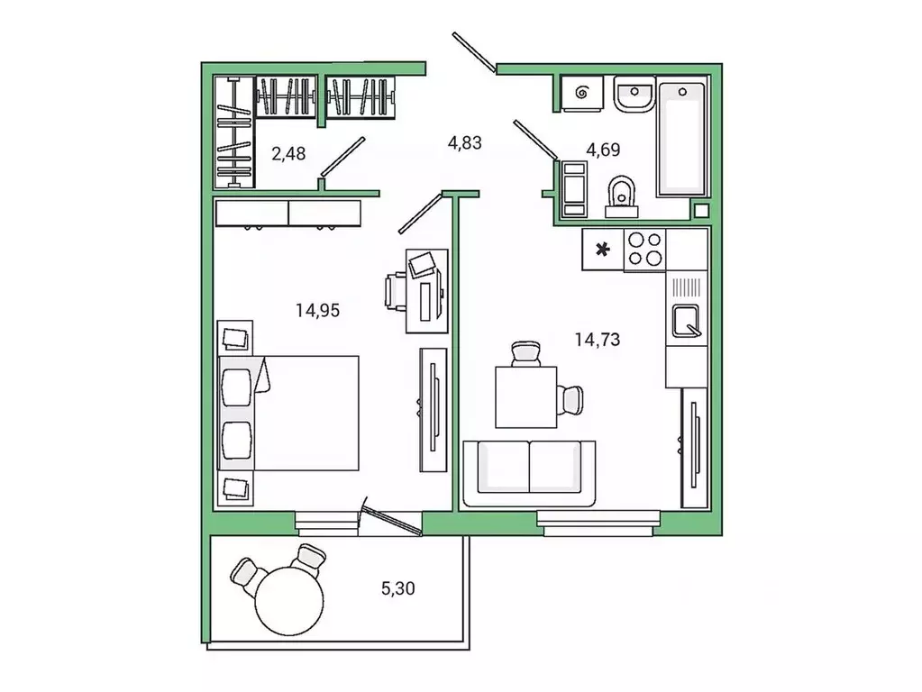 1-к кв. Ленинградская область, Гатчина ул. Чехова, 39 (42.9 м) - Фото 1