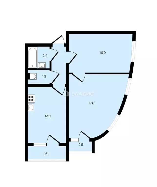 2-комнатная квартира: Никольское, Первомайская улица, 17к1 (55 м) - Фото 1