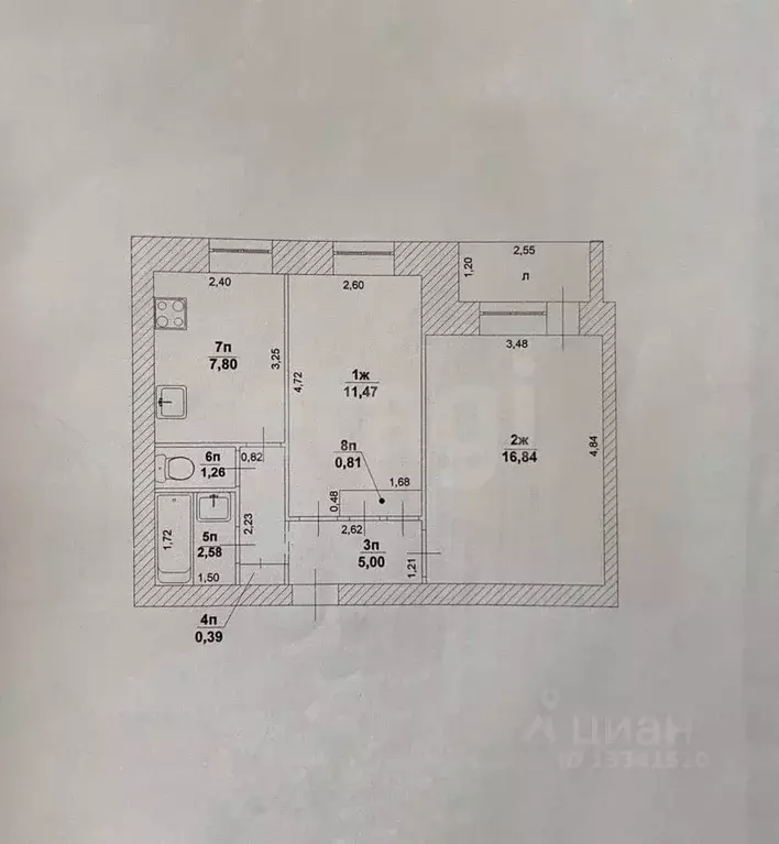 2-к кв. Ульяновская область, Ульяновск ул. Аблукова, 41 (46.2 м) - Фото 2