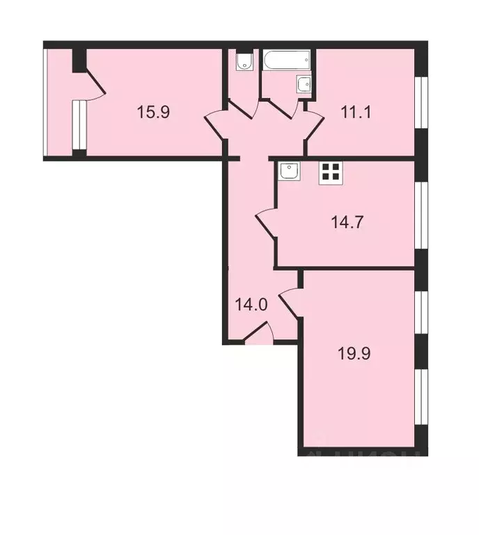 3-к кв. Санкт-Петербург просп. Королева, 48К1 (79.2 м) - Фото 1