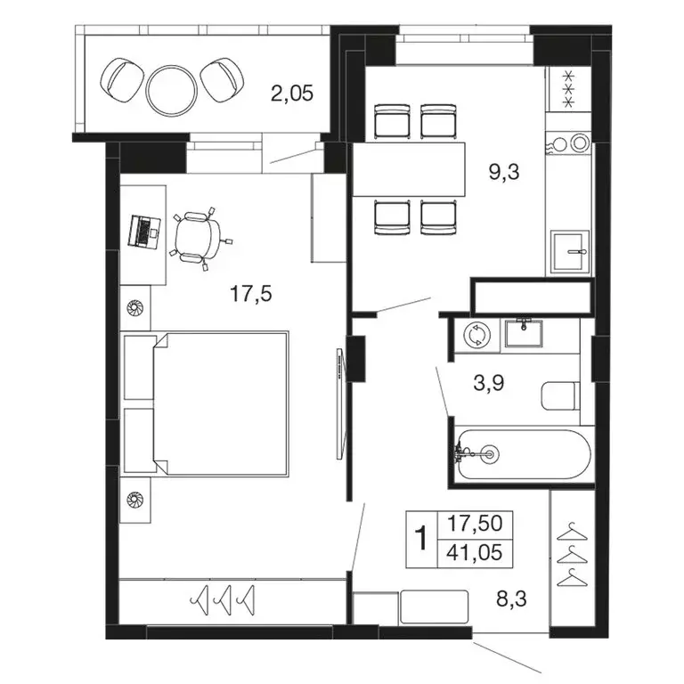 1-комнатная квартира: Апрелевка, жилой комплекс Времена Года, к2 (41.1 ... - Фото 1