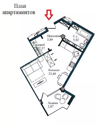 1-комнатная квартира: Севастополь, улица Лётчиков, 10 (41.5 м) - Фото 0