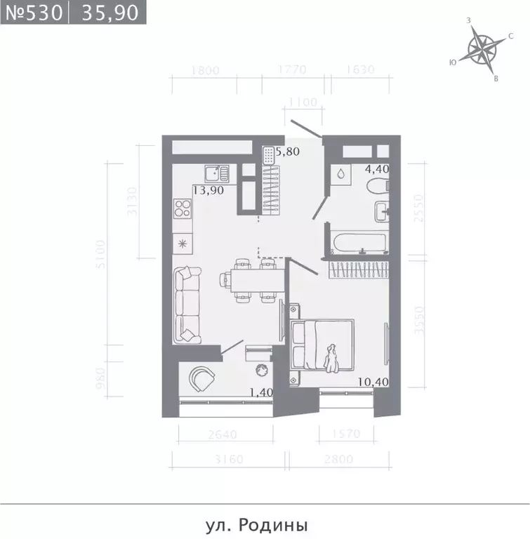 1-к кв. Татарстан, Казань Родины мкр, Главные Роли жилой комплекс ... - Фото 0