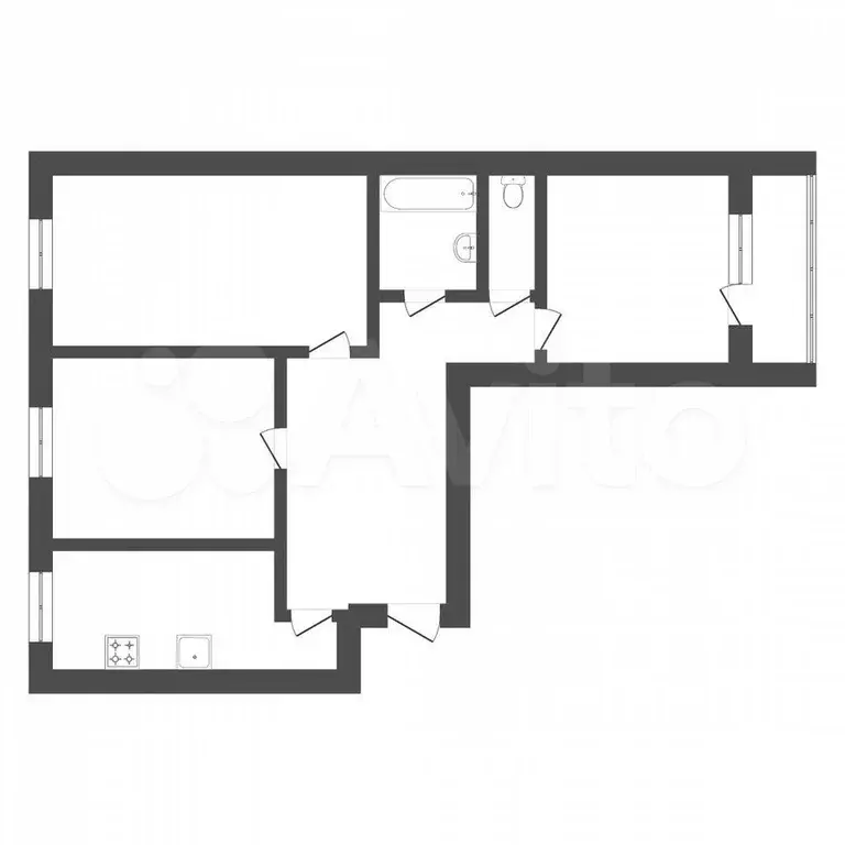 3-к. квартира, 65,2 м, 6/9 эт. - Фото 0