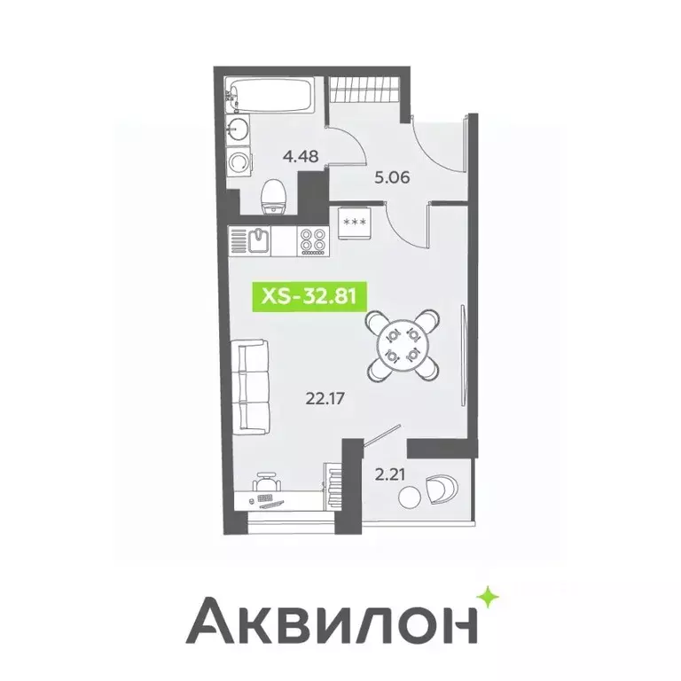 Студия Санкт-Петербург Аквилон Залив жилой комплекс (32.81 м) - Фото 0