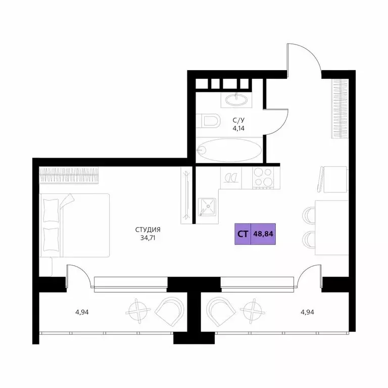 Квартира-студия: Республика Дагестан, Дербент (48.84 м) - Фото 1