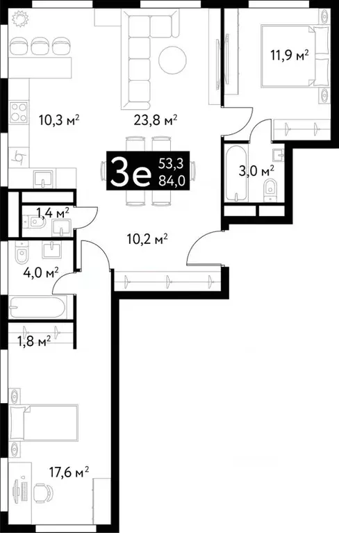 3-к кв. Москва Большая Спасская ул., 35 (84.0 м) - Фото 0