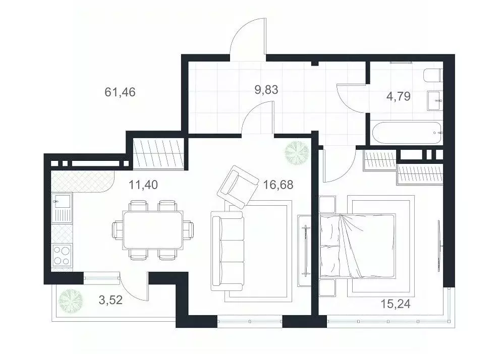 2-к кв. Дагестан, Каспийск просп. Акулиничева (61.46 м) - Фото 1