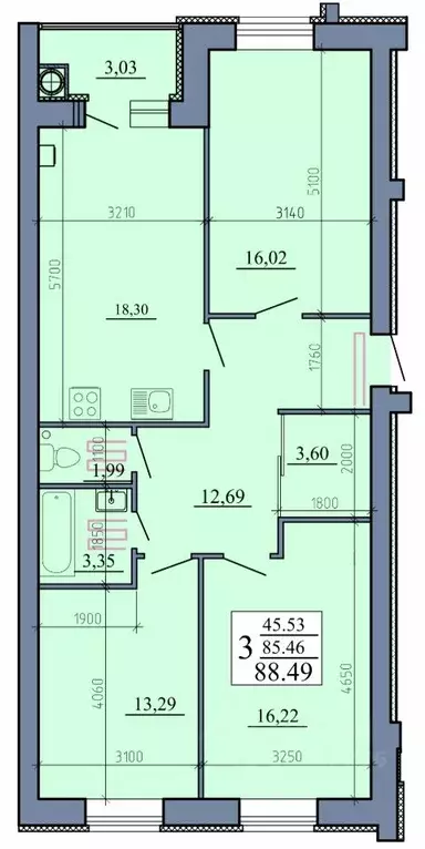 3-к кв. Рязанская область, Рыбное  (88.49 м) - Фото 0