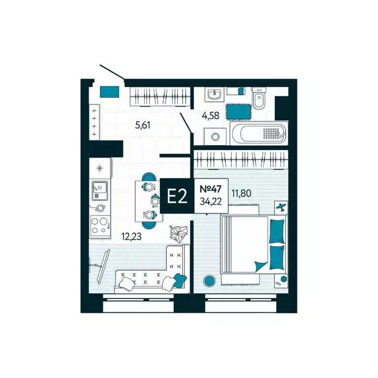 1-к кв. Тульская область, Тула ул. Чмутова, 158Д (34.22 м) - Фото 1