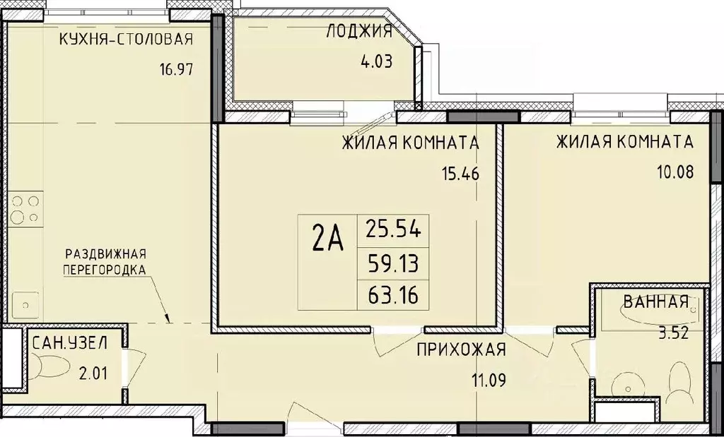 2-к кв. Тульская область, Тула Рязанская ул., 23 (63.16 м) - Фото 0