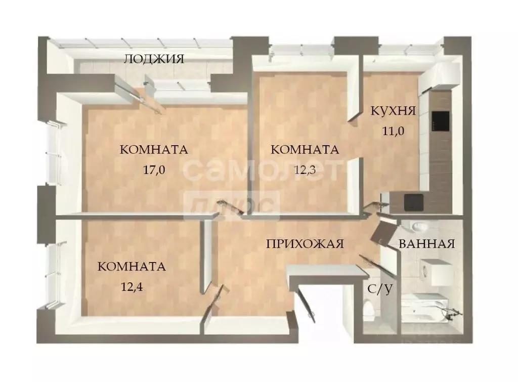 3-к кв. Московская область, Балашиха ул. Свердлова, 25 (71.7 м) - Фото 1