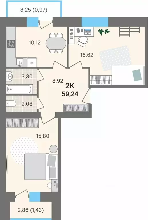 2-к кв. Пермский край, Пермский муниципальный округ, с. Култаево ул. ... - Фото 1