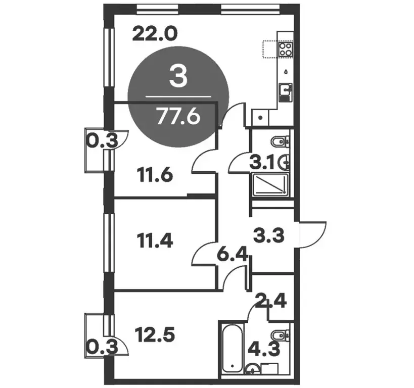 Продаётся 3-к квартира, 77.6 м - Фото 0