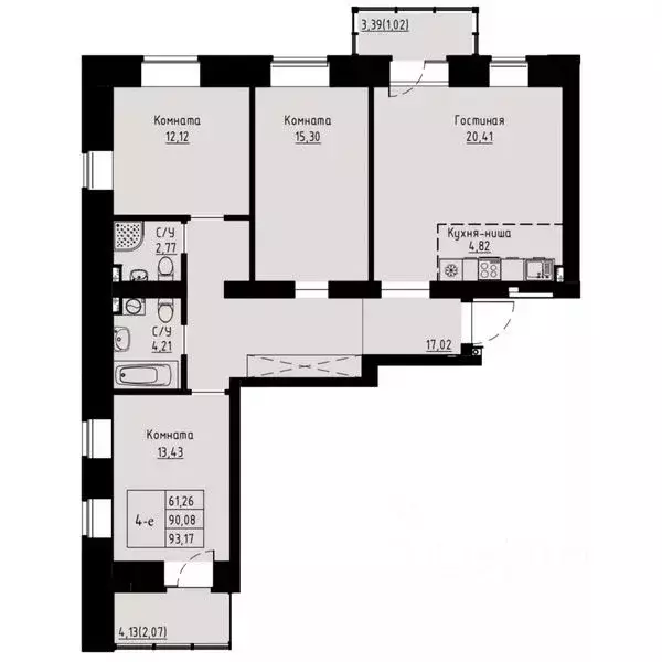 4-к кв. Красноярский край, Красноярск ул. Елены Стасовой, 82 (93.5 м) - Фото 1