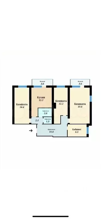 3-к кв. Краснодарский край, Краснодар Пашковский жилмассив, ул. 1 Мая, ... - Фото 2