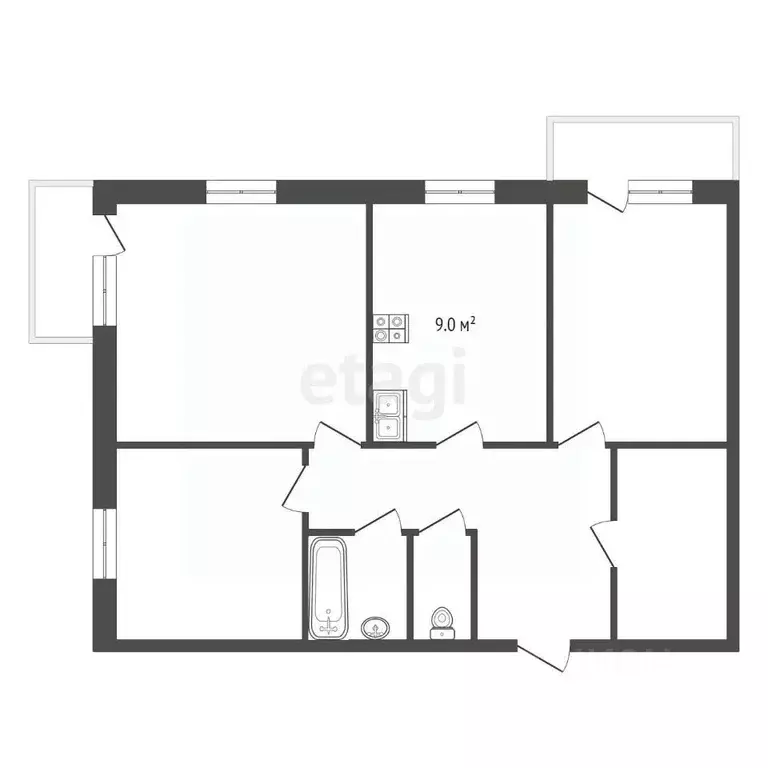 3-к кв. Коми, Сыктывкар Тентюковская ул., 160 (60.9 м) - Фото 1