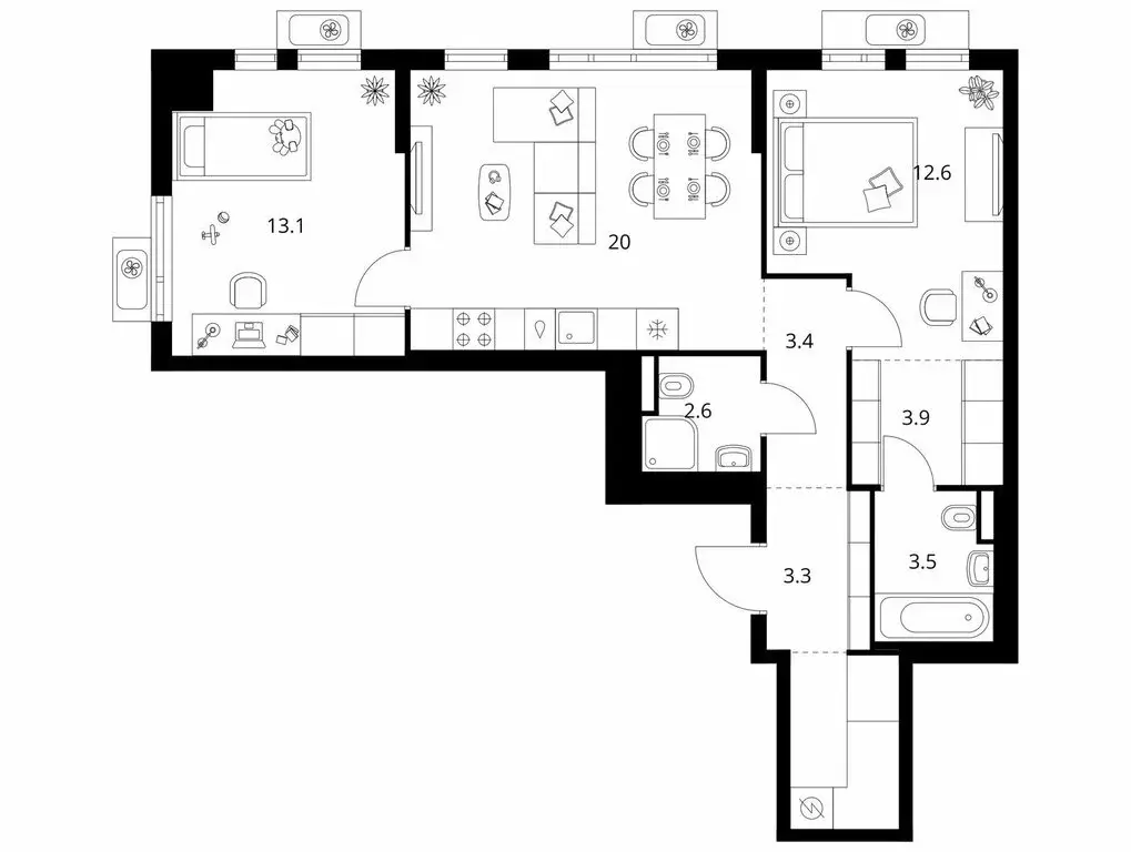 2-комнатная квартира: Мытищи, ЖК Ярославский Квартал (66.3 м) - Фото 1