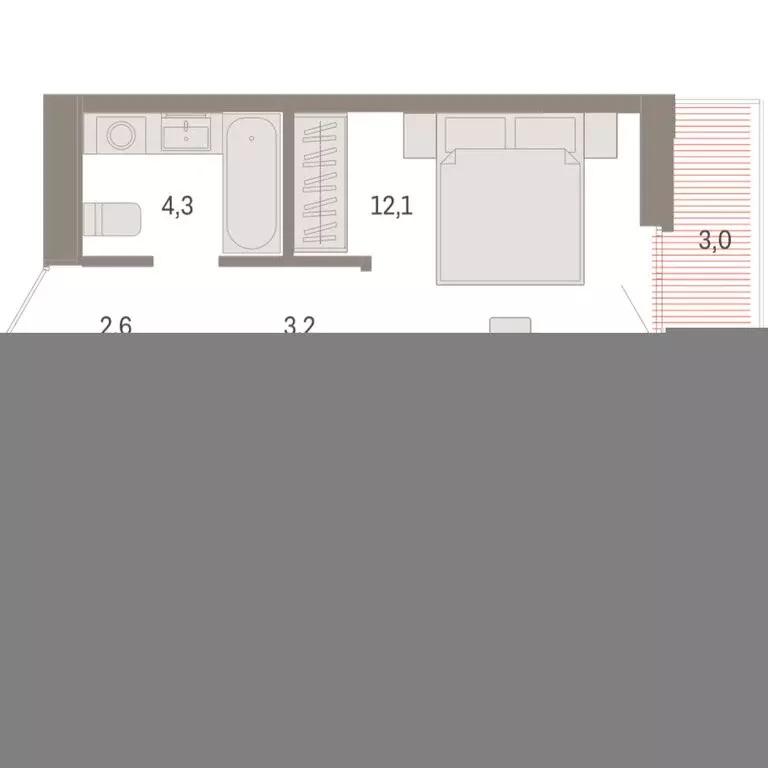 1-комнатная квартира: Тюмень, улица Республики, 205к3 (45.89 м) - Фото 2