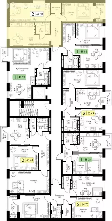 2-комнатная квартира: Смоленск, ЖК Среда (64.63 м) - Фото 1