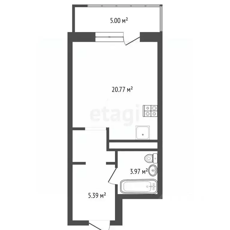 Студия Тюменская область, Тюмень ул. Краснооктябрьская, 10 (30.5 м) - Фото 2