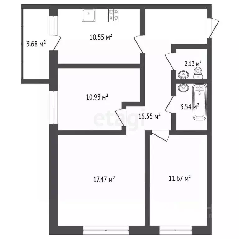 3-к кв. Самарская область, Самара ул. Металлистов, 47 (73.6 м) - Фото 2