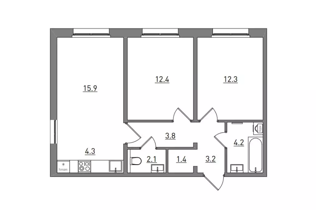 3-комнатная квартира: Киров, Чистопрудненская улица, 13А (59.6 м) - Фото 1