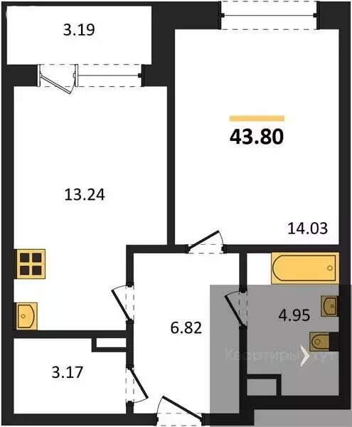 1-комнатная квартира: Воронеж, Ленинградская улица, 29Б (43.8 м) - Фото 0