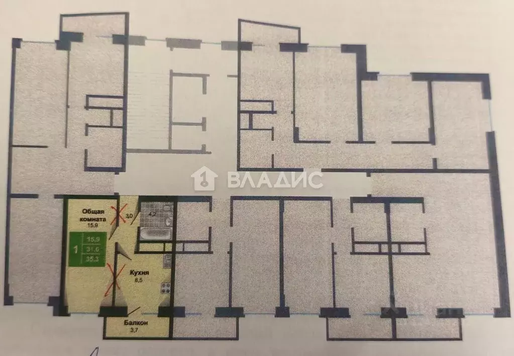 1-к кв. Московская область, Люберцы ул. 8 Марта, 32 (35.3 м) - Фото 2