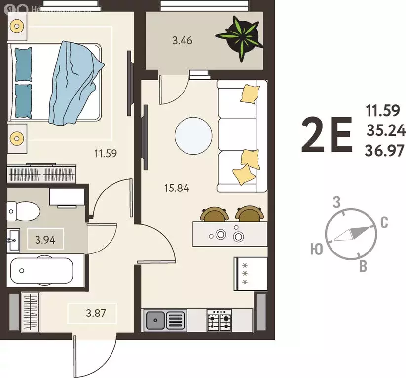 1-комнатная квартира: Курск, микрорайон Курского Завода Тракторных ... - Фото 1