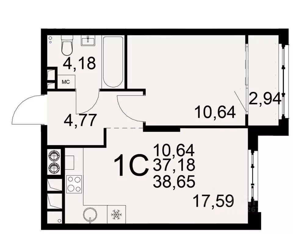 1-к кв. Рязанская область, Рязань Торговый Городок тер., Медиана жилой ... - Фото 1