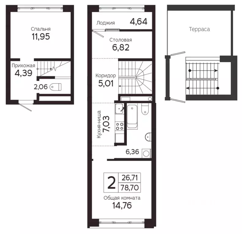 2-к кв. Томская область, Томск Комсомольский просп., 48Б (78.7 м) - Фото 1