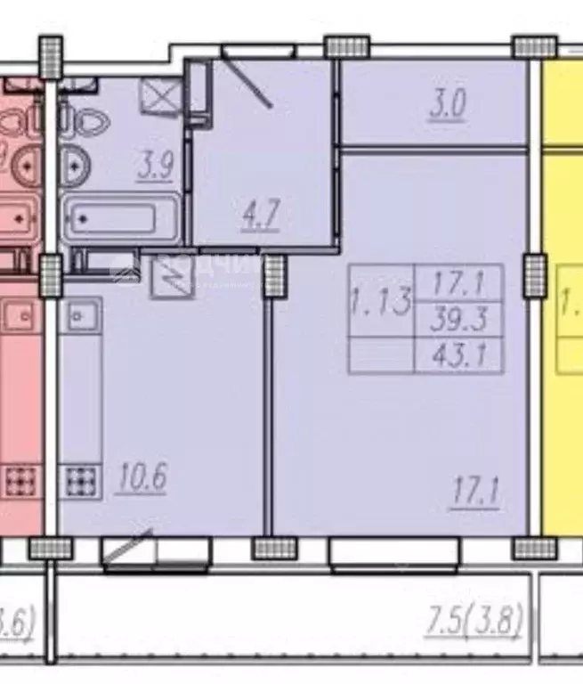 1-к кв. Чувашия, Новочебоксарск Советская ул., 58 (43.5 м) - Фото 2